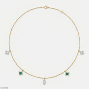 Vivid Halo Emerald Charm Diamond Necklace