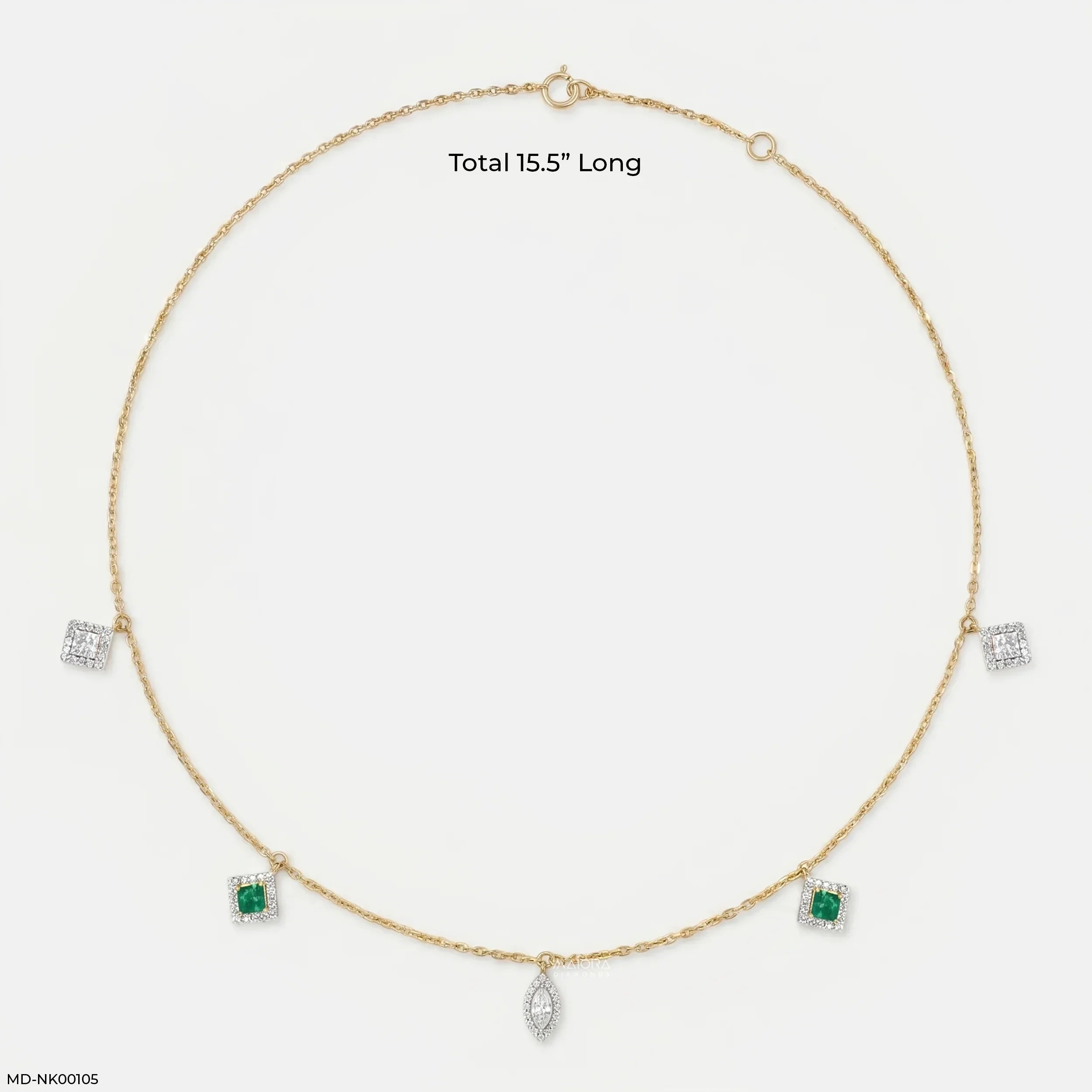Vivid Halo Emerald Charm Diamond Necklace