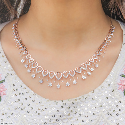 Gardenia Gleam Diamond Necklace 14K Rose Gold
