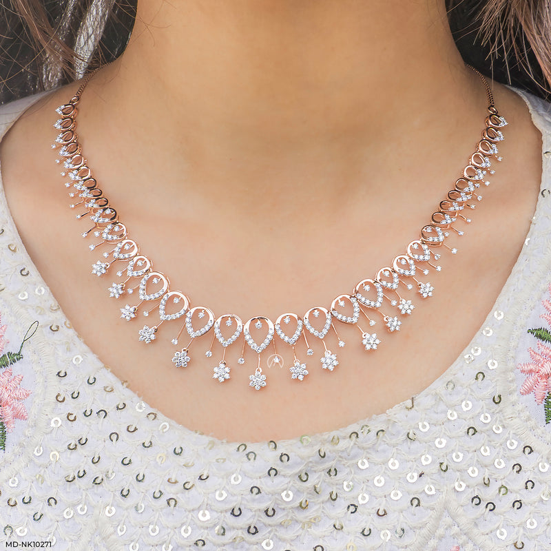 Gardenia Gleam Diamond Necklace 14K Rose Gold