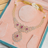 Glided Scarlet Floral Diamond Necklace 9K White Gold