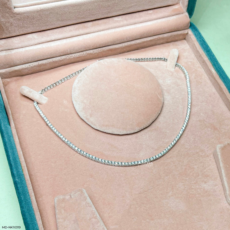 The Eternal Radiance Tennis Lab Diamond Necklace 10K White Gold