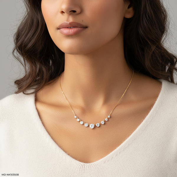 The Art Deco Lab Diamond Halo Necklace 14K Rose Gold
