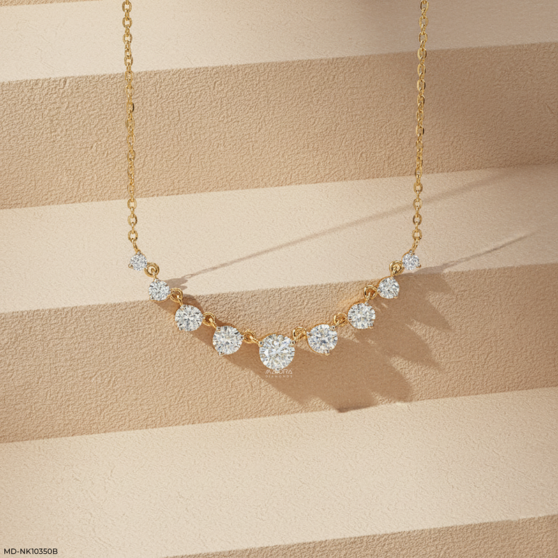The Art Deco Lab Diamond Halo Necklace 14K Rose Gold