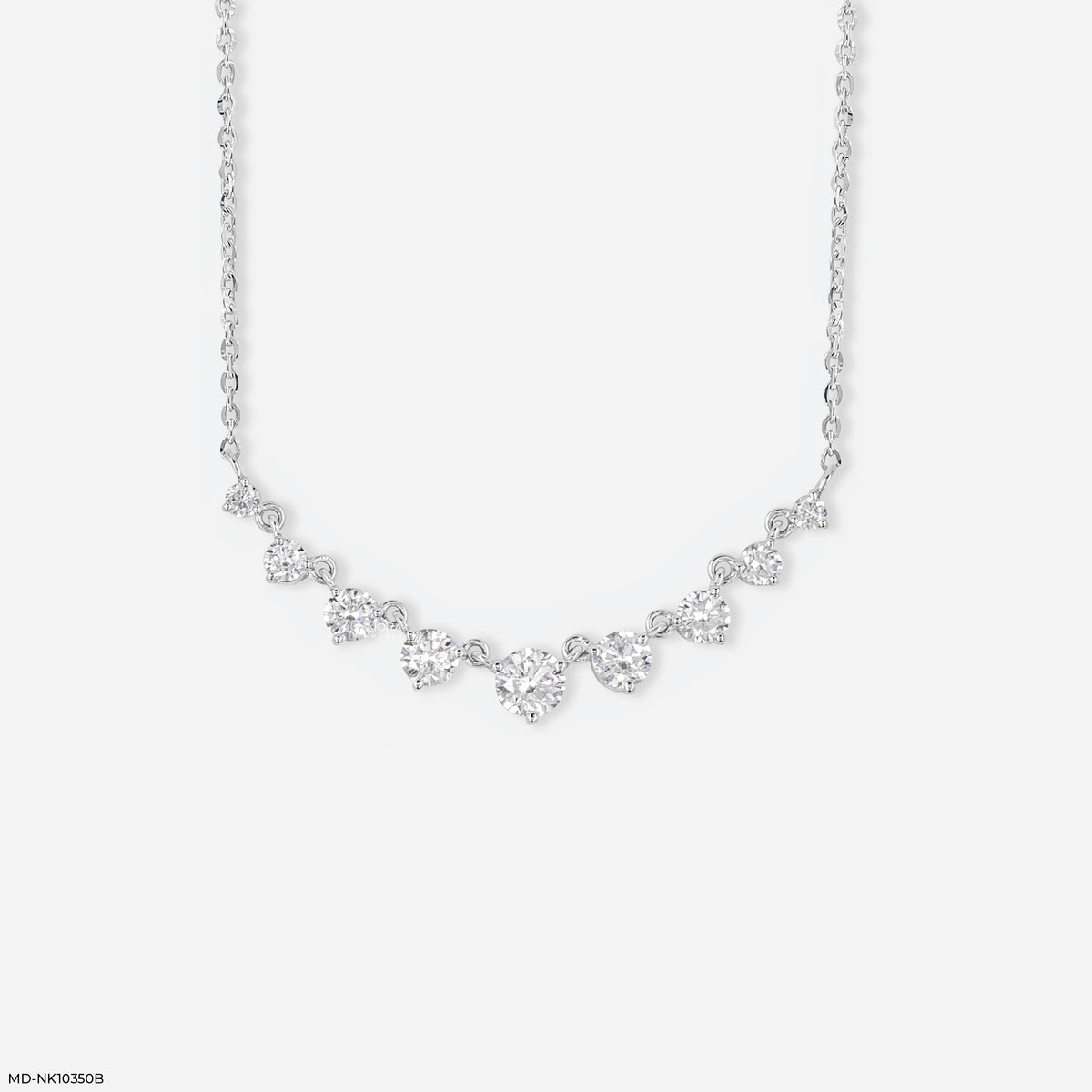 3.75 Carat 9 Solitaire Contemporary Lab Diamond Necklace
