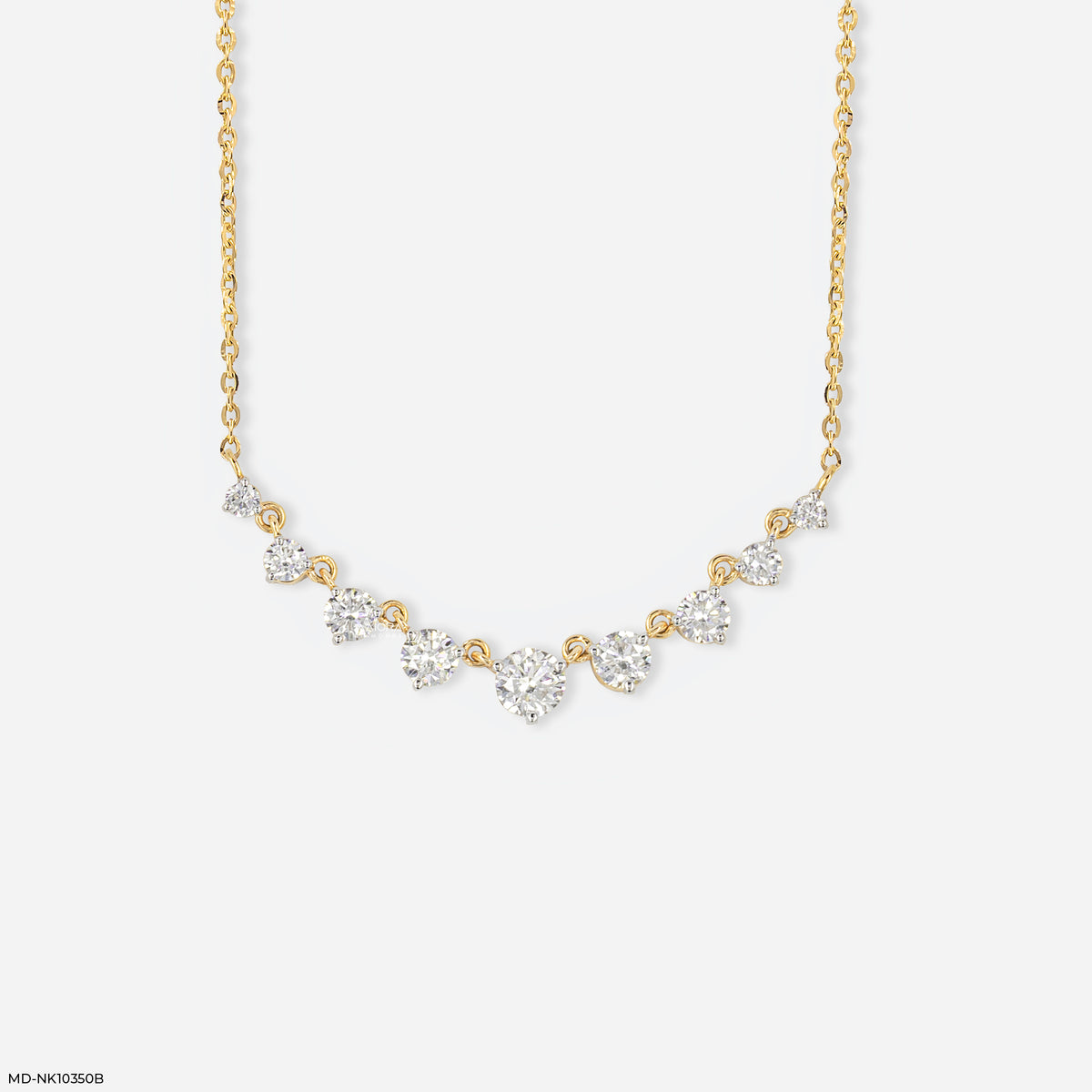 3.75 Carat 9 Solitaire Contemporary Lab Diamond Necklace