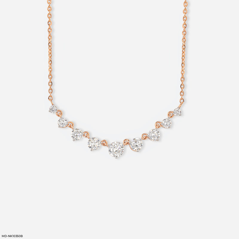 1.50 Carat Heartbeat Diamond Bar Necklace 9K Rose Gold