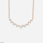 3.75 Carat 9 Solitaire Contemporary Lab Diamond Necklace 14K Rose Gold