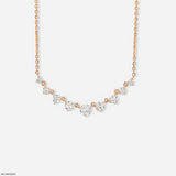 3.75 Carat 9 Solitaire Contemporary Lab Diamond Necklace 14K Rose Gold