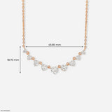 3.75 Carat 9 Solitaire Contemporary Lab Diamond Necklace 14K Rose Gold