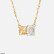 Twin Flame Solitaire Diamond Necklace 14K Yellow Gold