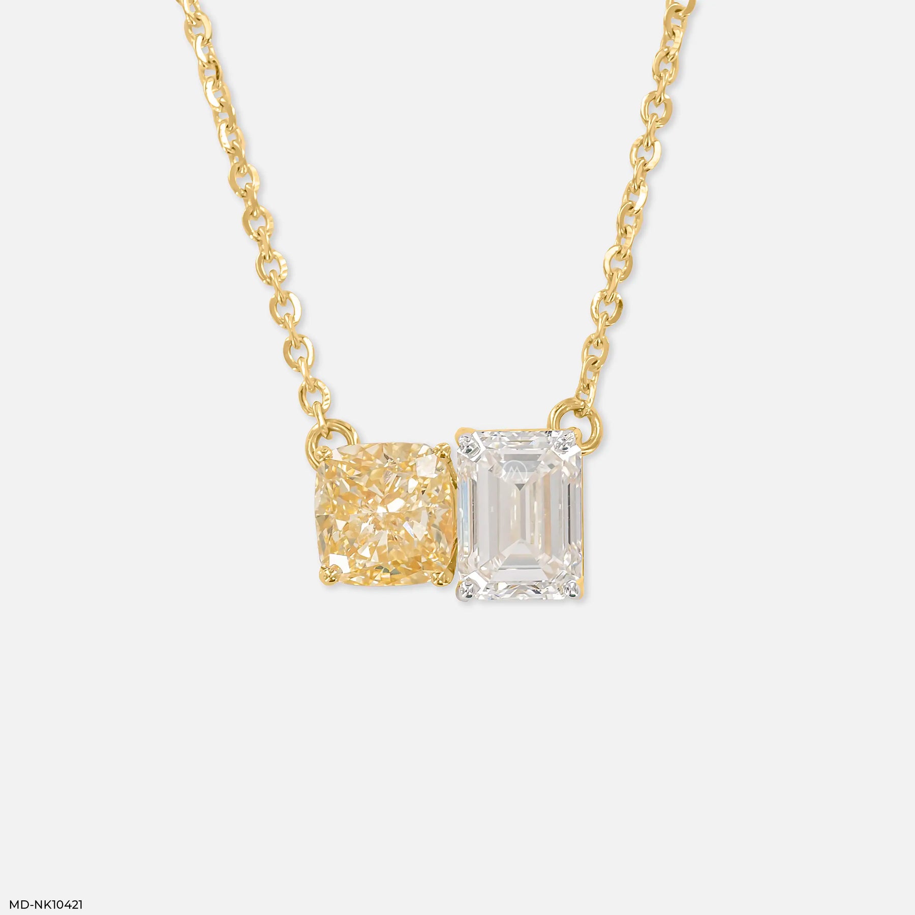 Twin Flame Solitaire Diamond Necklace 9K Yellow Gold