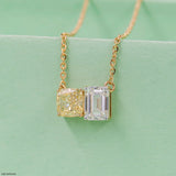 Twin Flame Solitaire Diamond Necklace 9K Yellow Gold