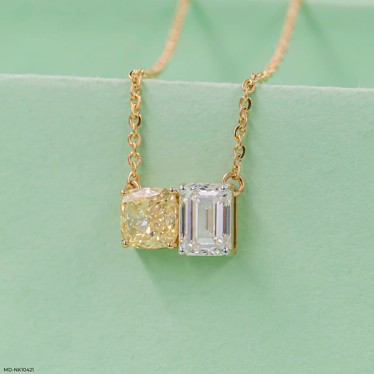 Twin Flame Solitaire Diamond Necklace