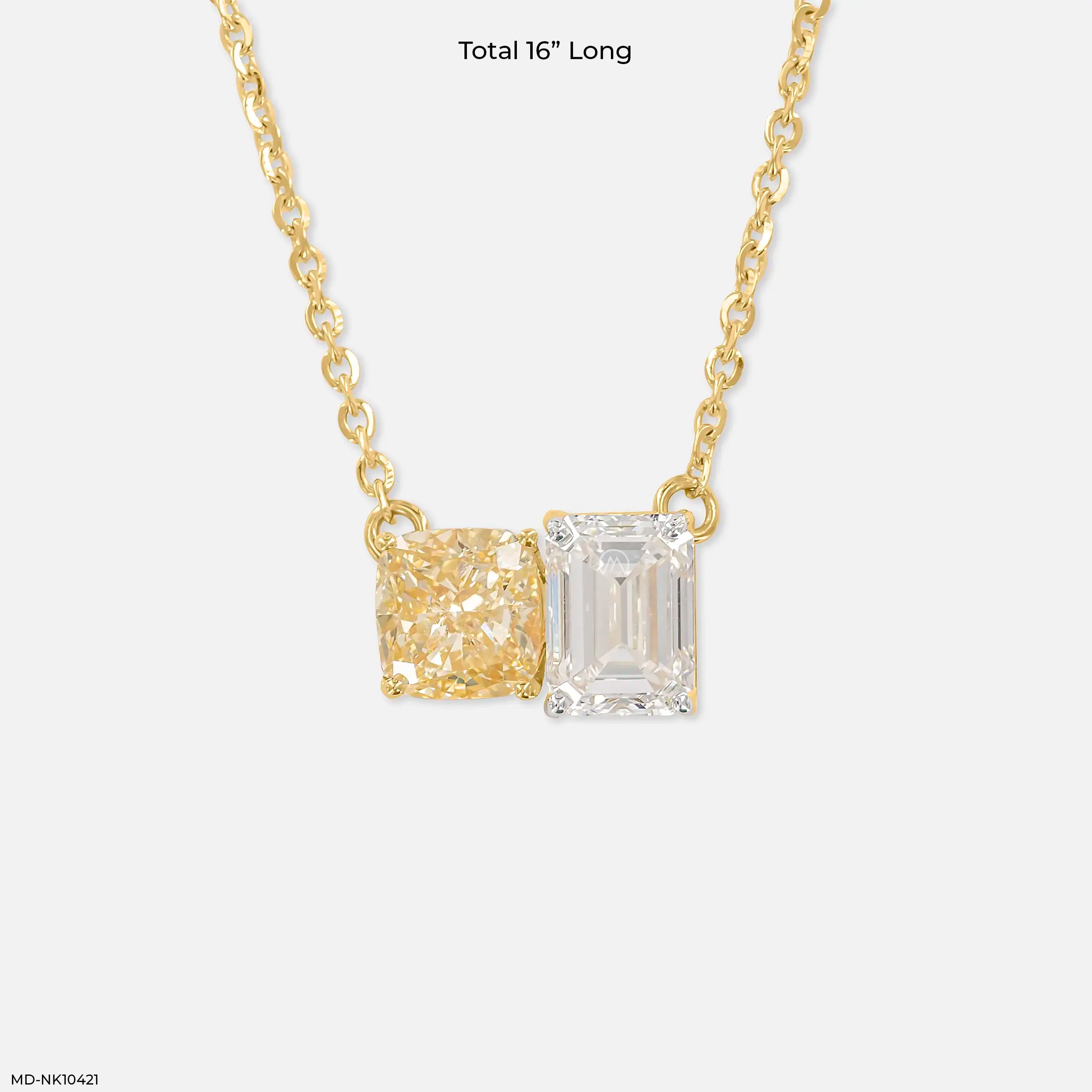 Twin Flame Solitaire Diamond Necklace 9K White Gold