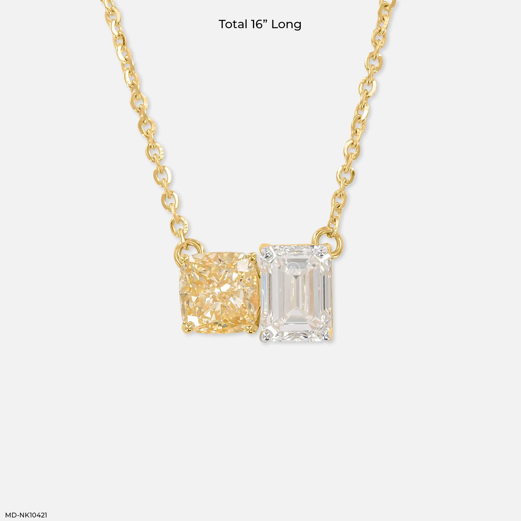 Twin Flame Solitaire Diamond Necklace 9K Yellow Gold