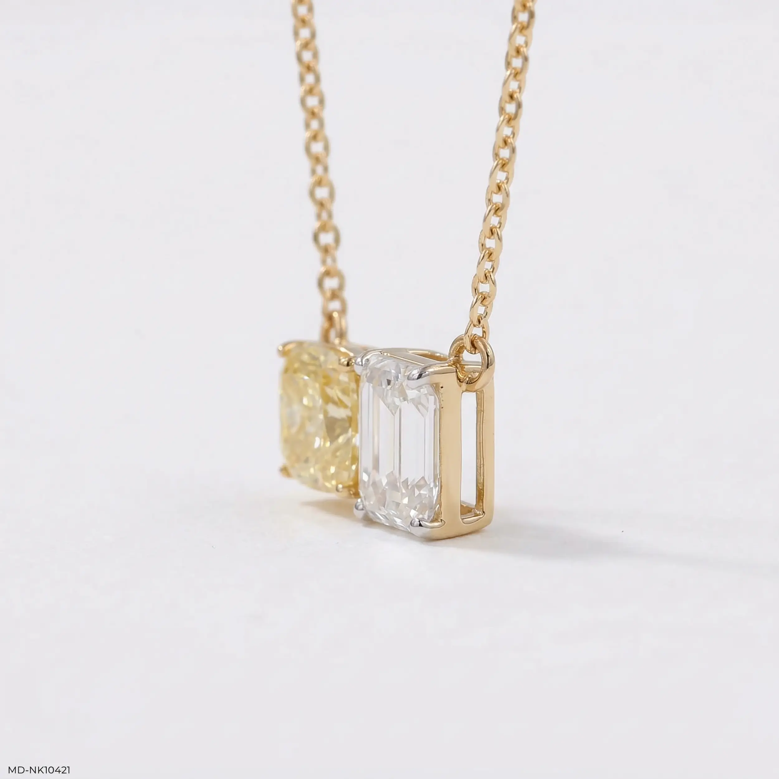 Twin Flame Solitaire Diamond Necklace 9K White Gold