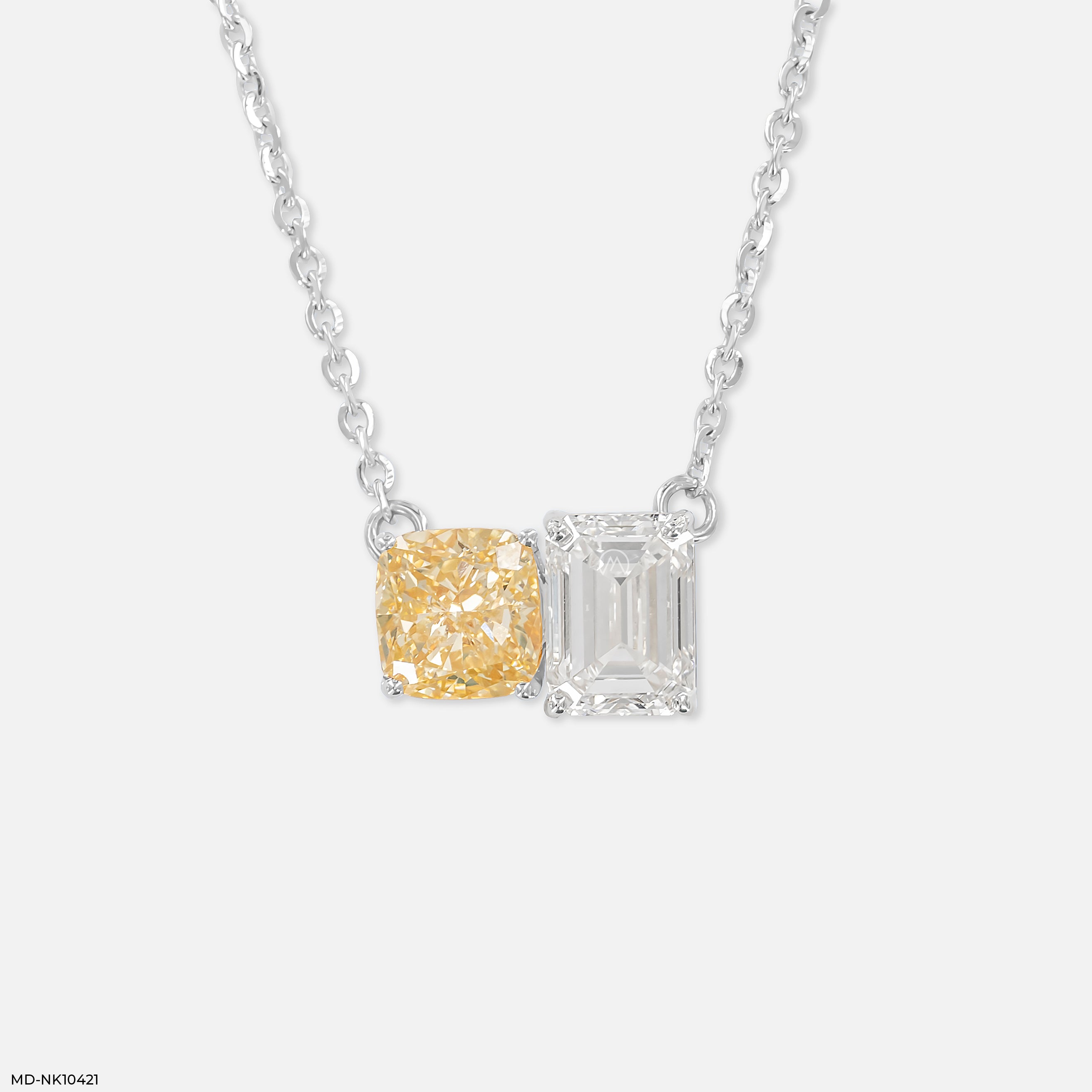 Twin Flame Solitaire Diamond Necklace 18K Yellow Gold