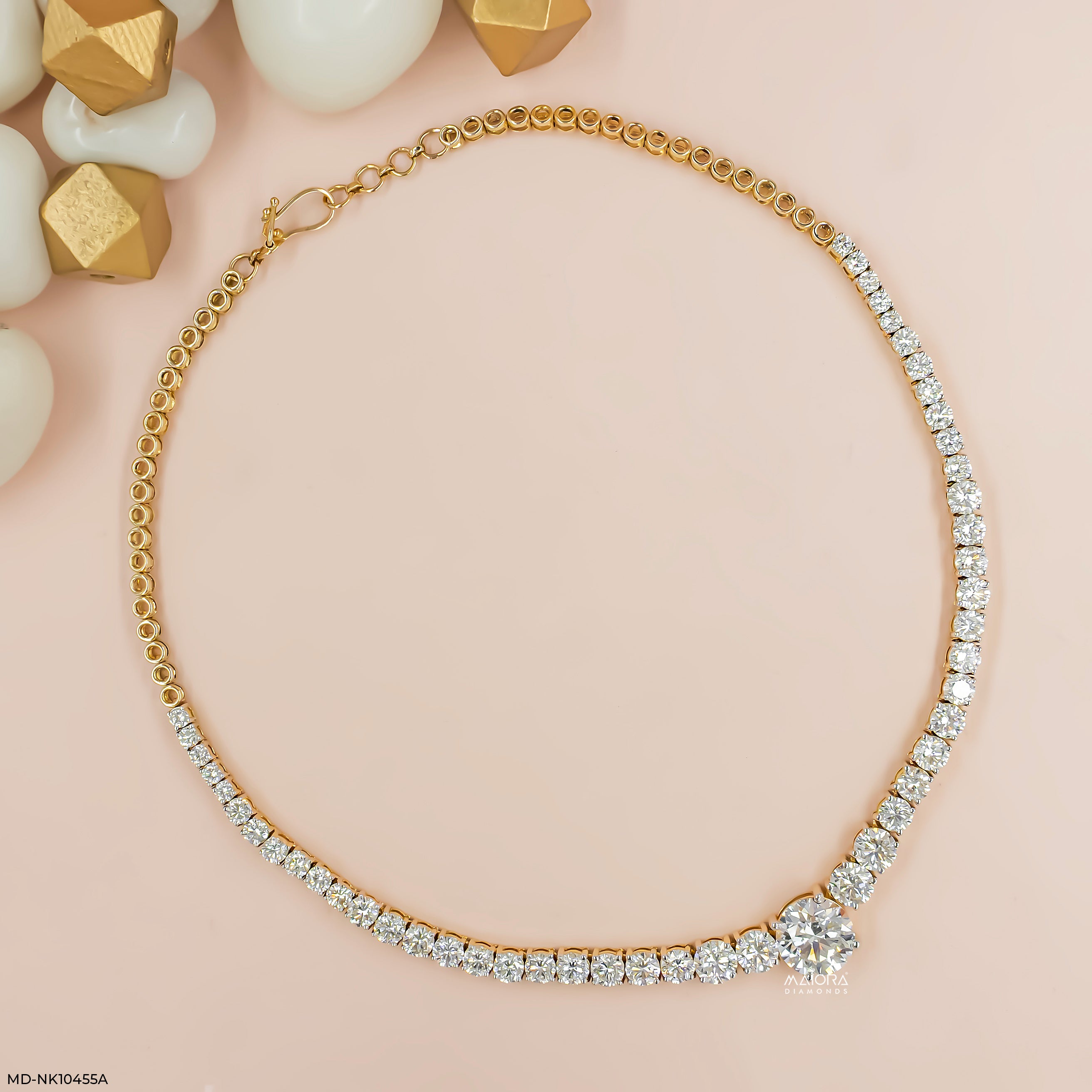 Pure Spark Tennis Diamond Necklace 9K Yellow Gold