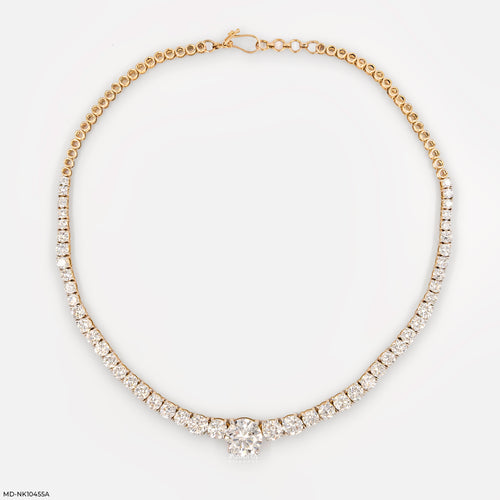 Pure Spark Tennis Diamond Necklace 18K Yellow Gold