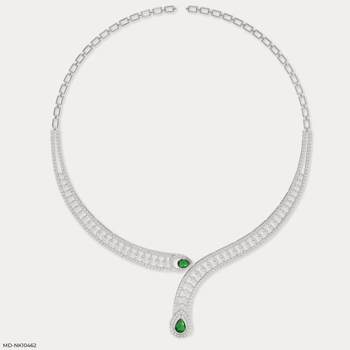 Lariat Collar with Emerald Drops Necklace