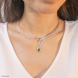 Lariat Collar with Emerald Drops Necklace 9K Yellow Gold