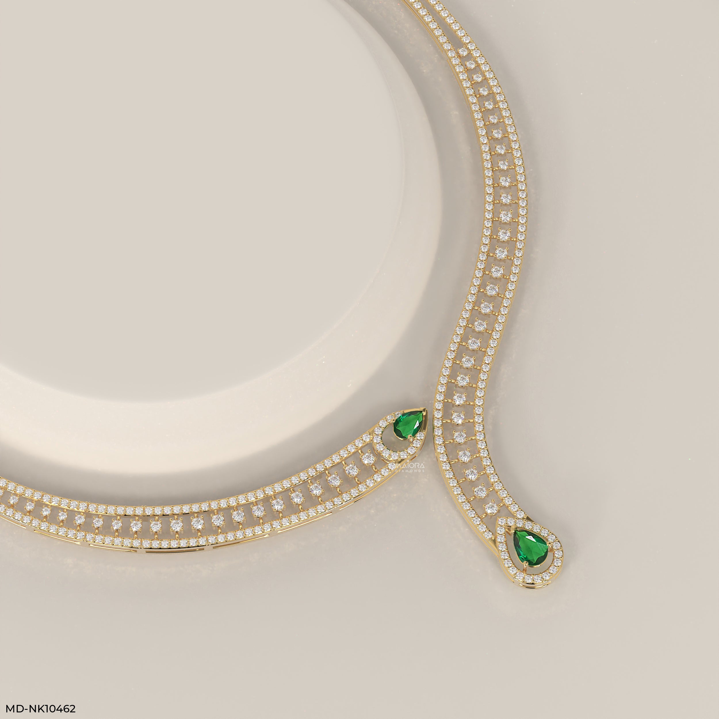 Lariat Collar with Emerald Drops Necklace