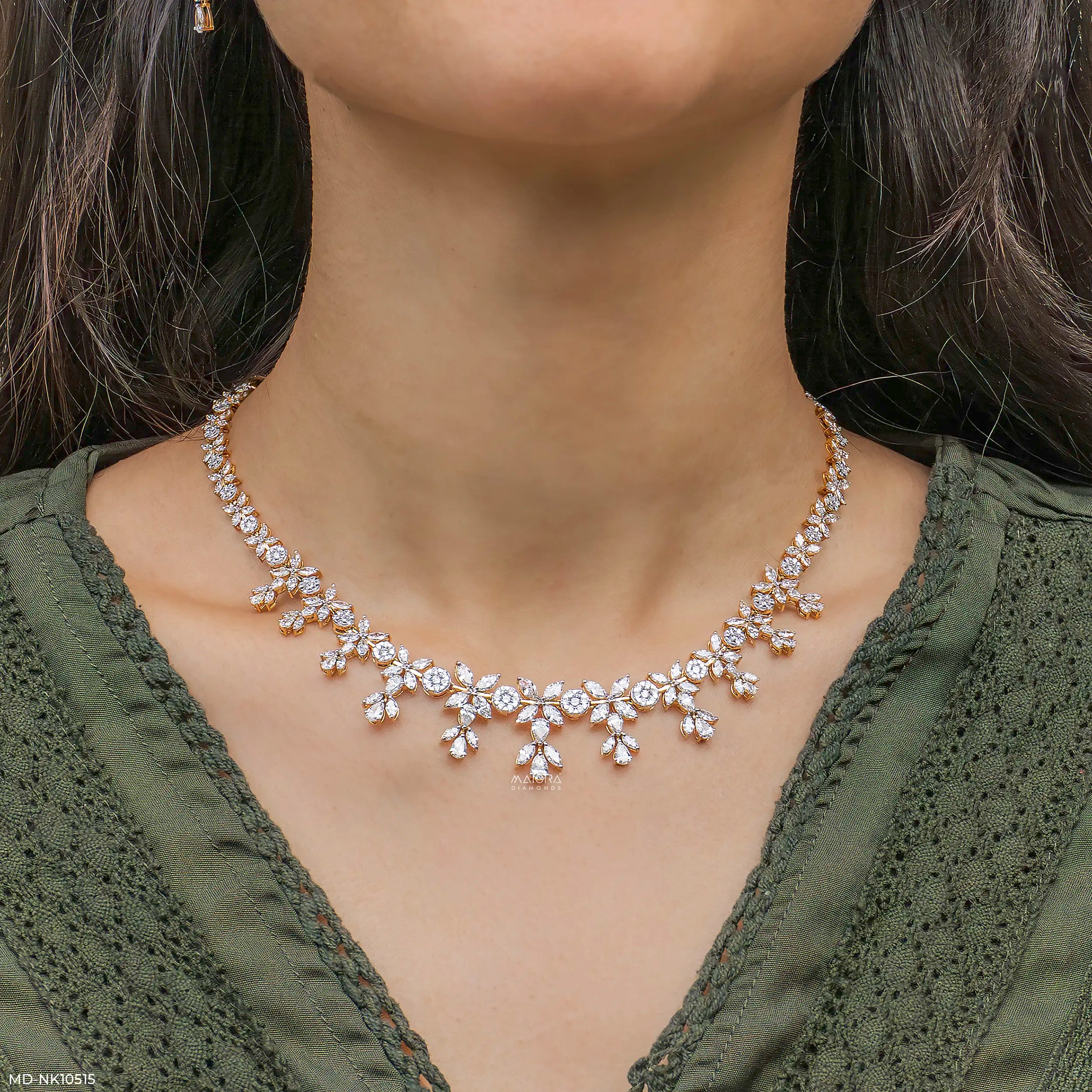 Elowen Flora Diamond Necklace 9K Yellow Gold