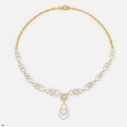 Timeless Elegant Filigree Diamond Necklace 9K Yellow Gold
