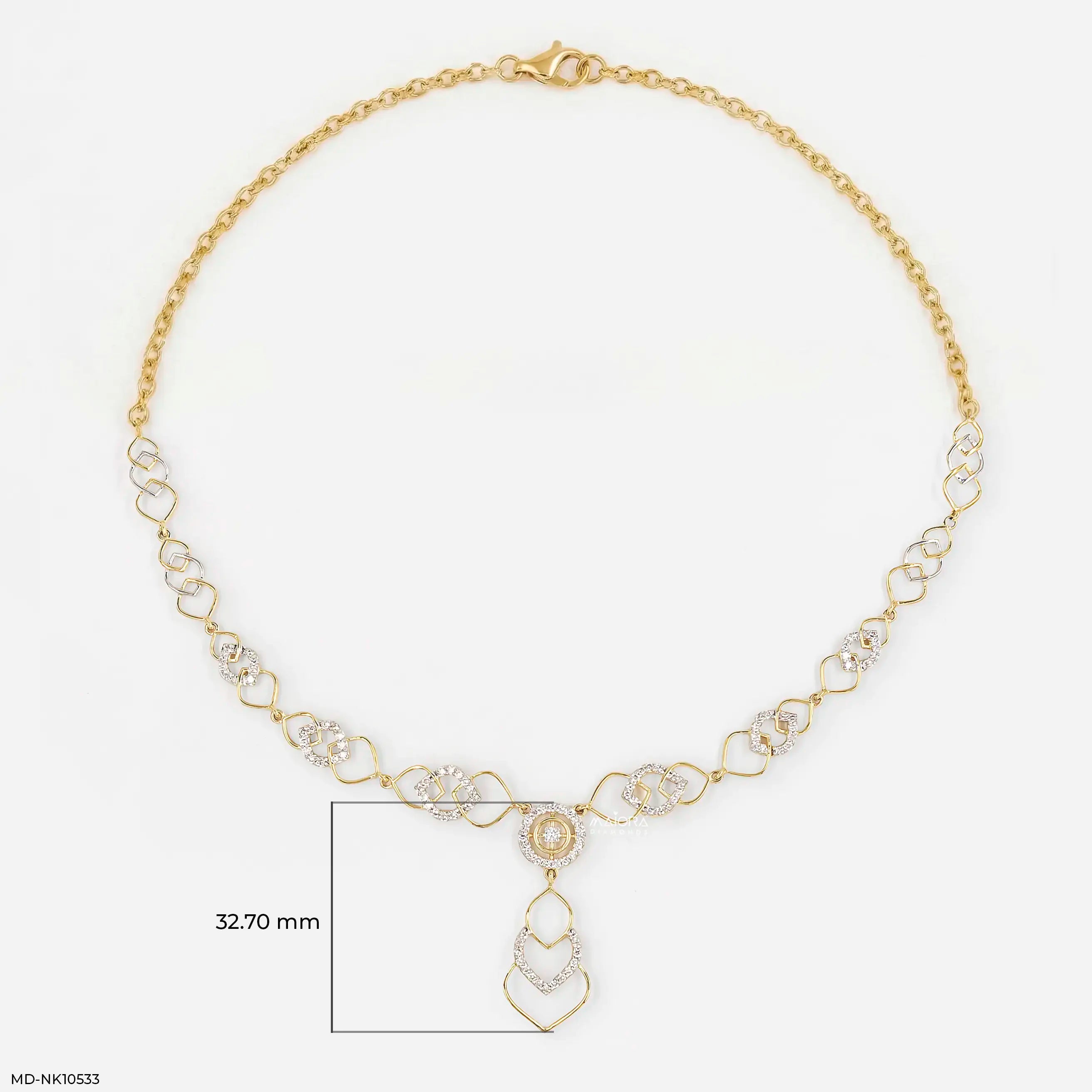 Timeless Elegant Filigree Diamond Necklace 9K Yellow Gold