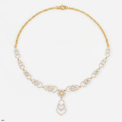 Timeless Elegant Filigree Diamond Necklace 9K Yellow Gold