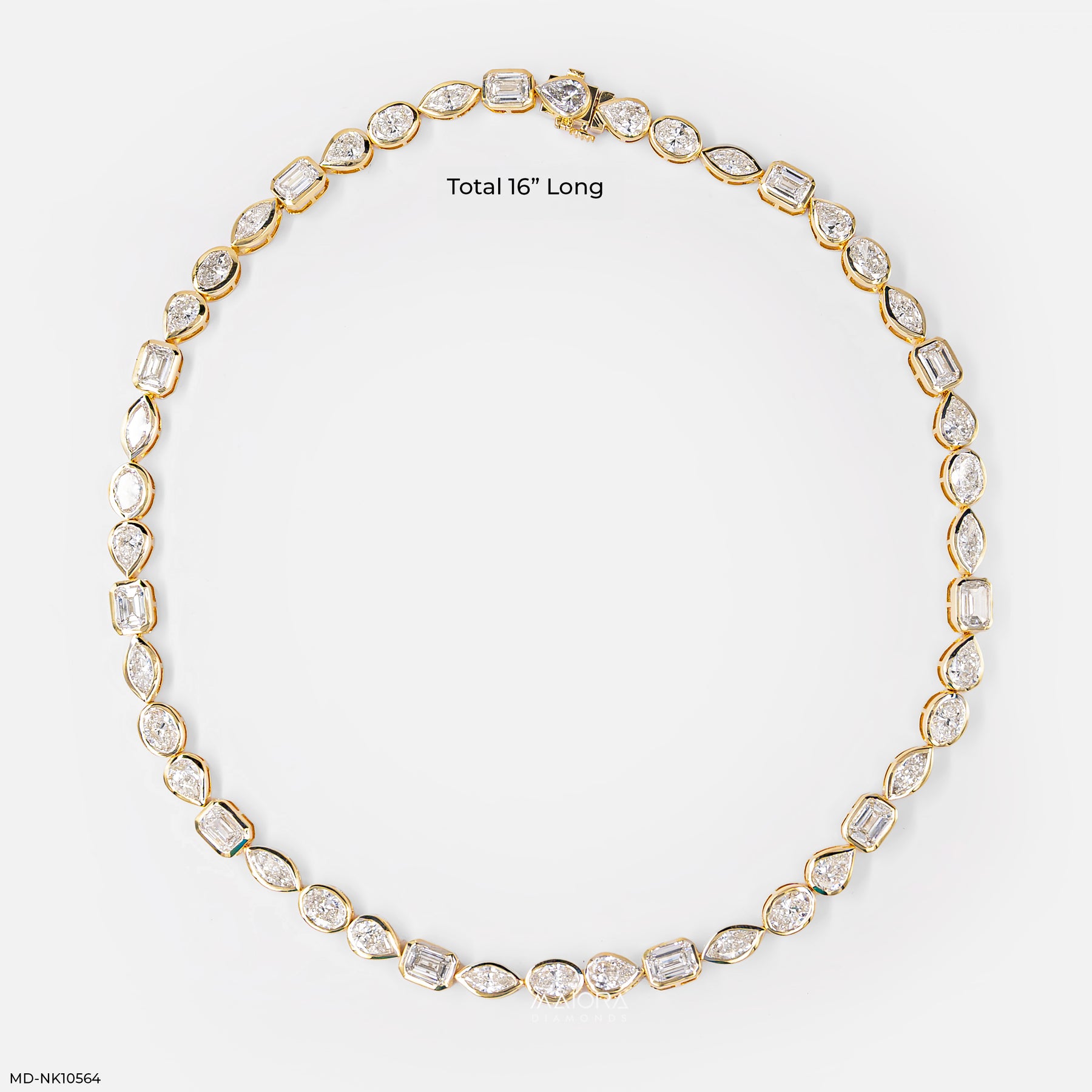 Golden Multi Fancy Shape Diamond Necklace 9K Yellow Gold