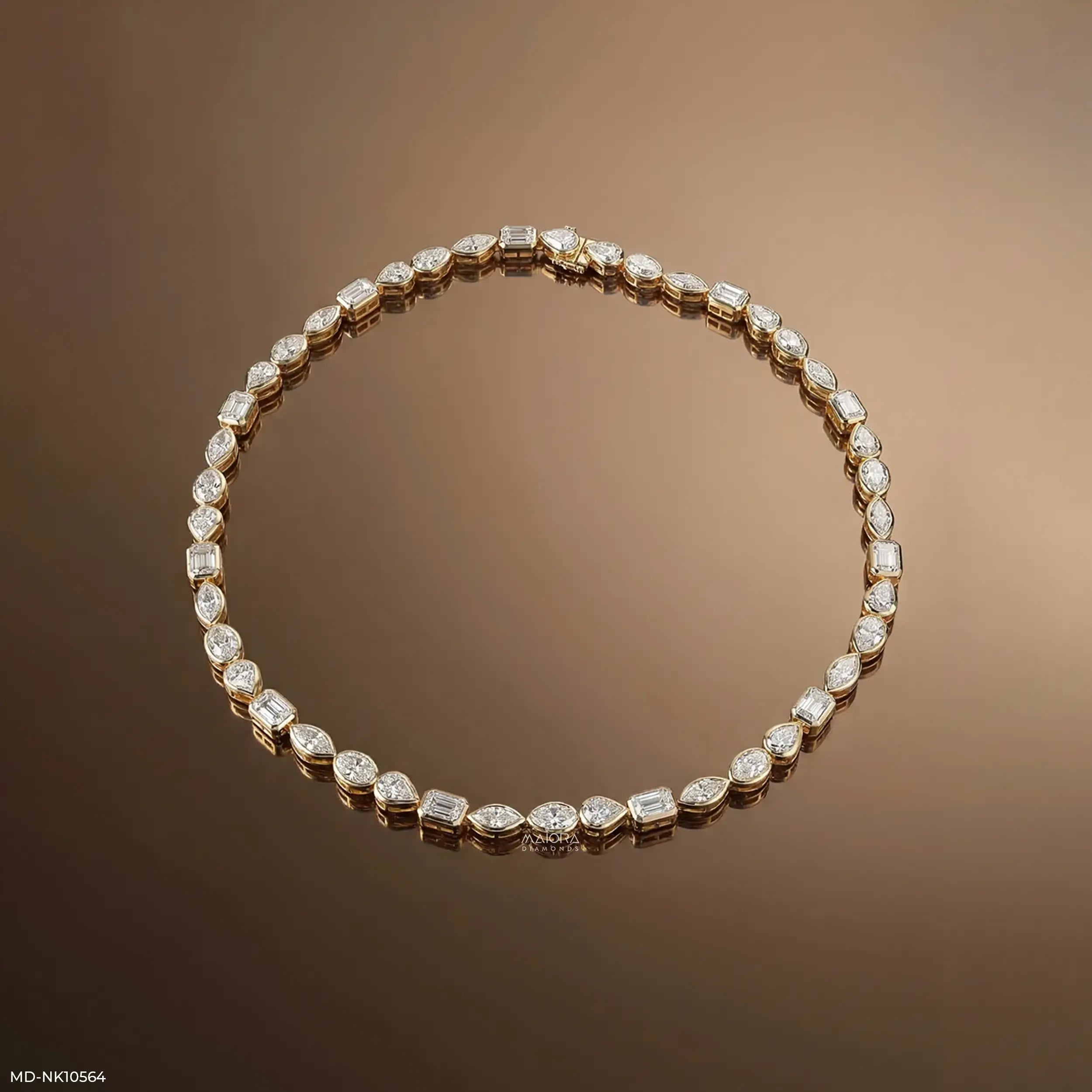 Golden Multi Fancy Shape Diamond Necklace