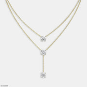 Trinity Y layered Diamond Necklace 18K Rose Gold