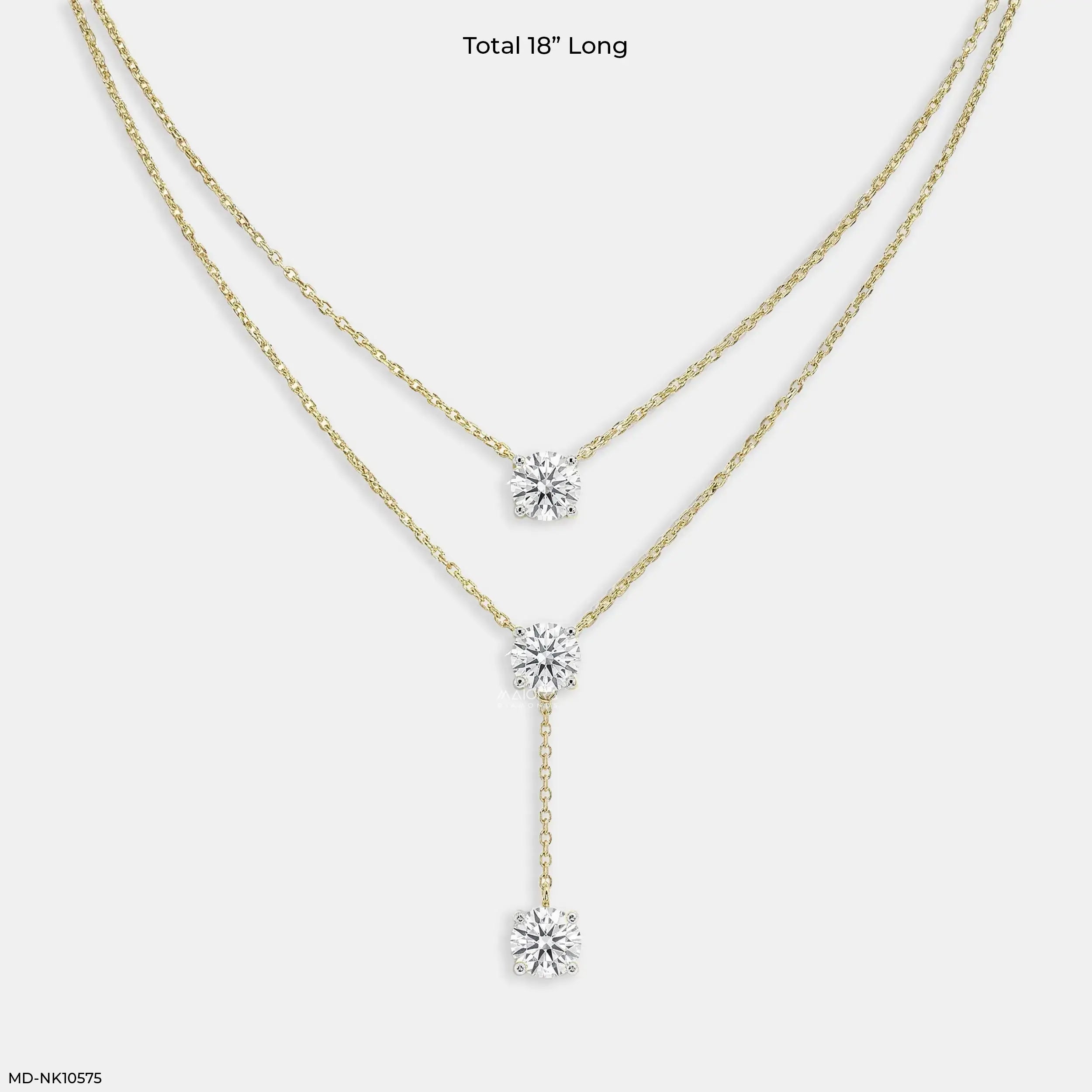Trinity Y layered Diamond Necklace 18K Rose Gold