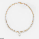 Gracefall Solitaire Diamond Tennis Necklace 9K Yellow Gold