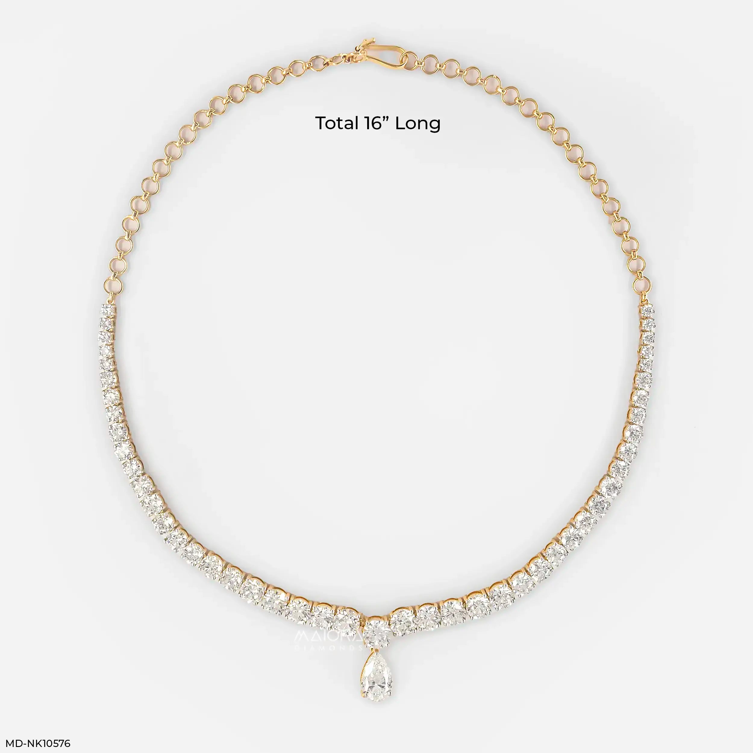 Gracefall Solitaire Diamond Tennis Necklace 14K White Gold