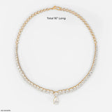 Gracefall Solitaire Diamond Tennis Necklace 9K Yellow Gold
