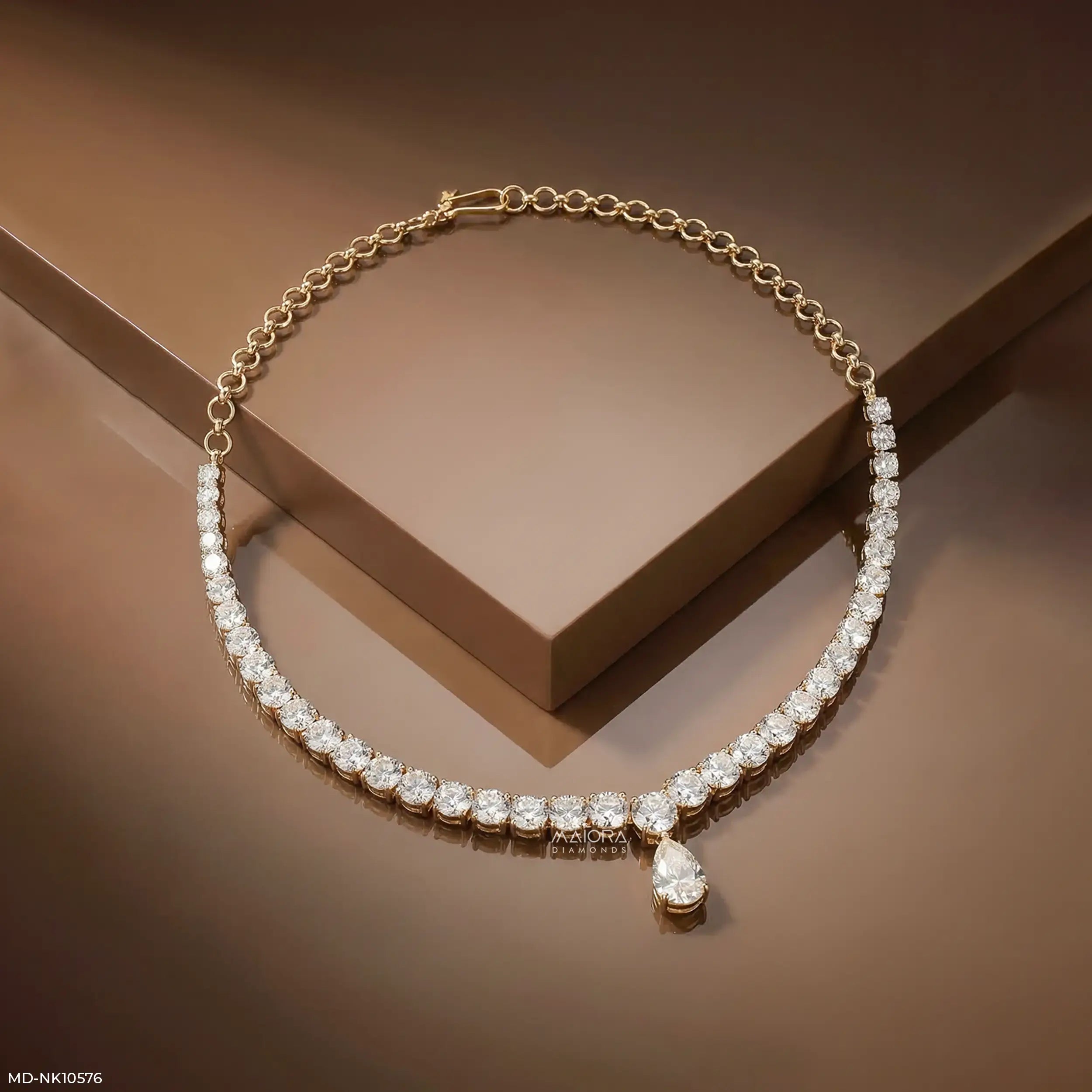 Gracefall Solitaire Diamond Tennis Necklace 14K White Gold