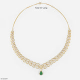 Royal Emerald Crescent Diamond Necklace 9K White Gold