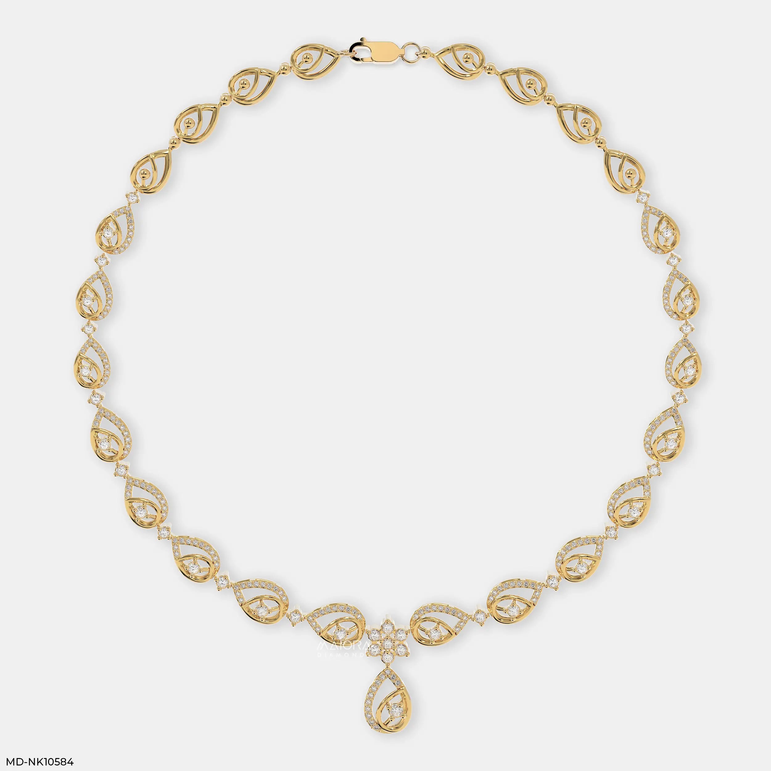 Nexus Pear Diamond Necklace 9K Yellow Gold