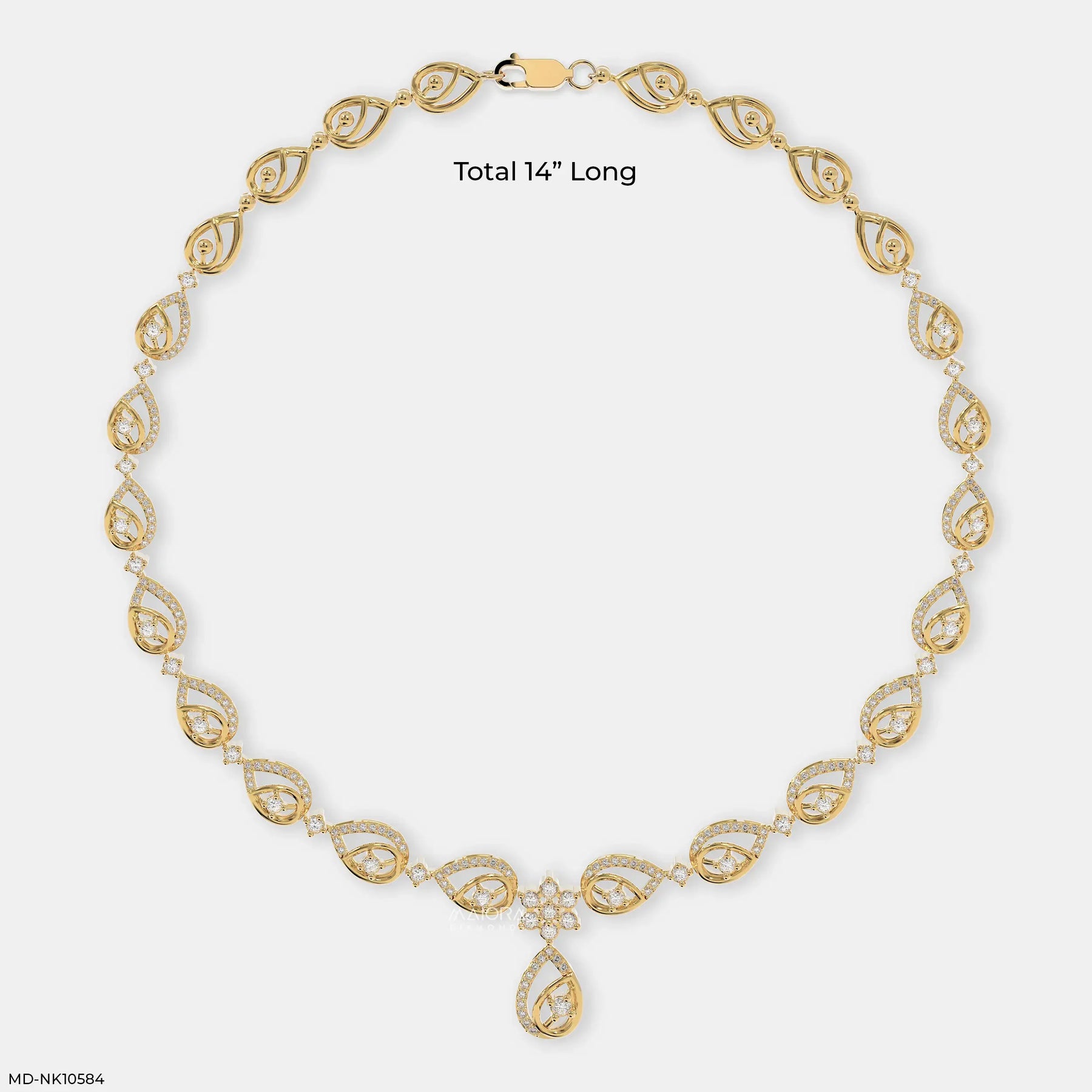 Nexus Pear Diamond Necklace 14K White Gold