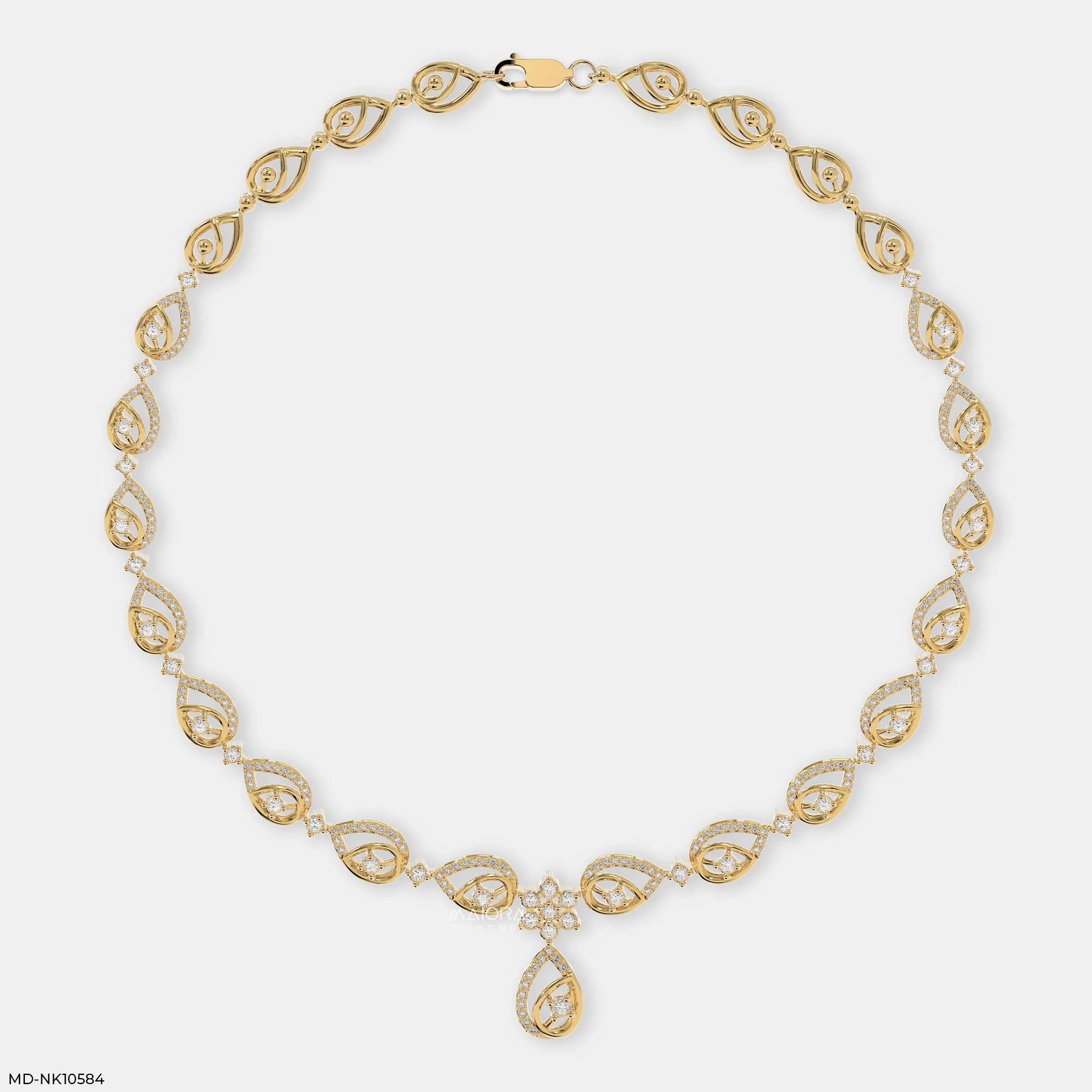 Nexus Pear Diamond Necklace 14K White Gold