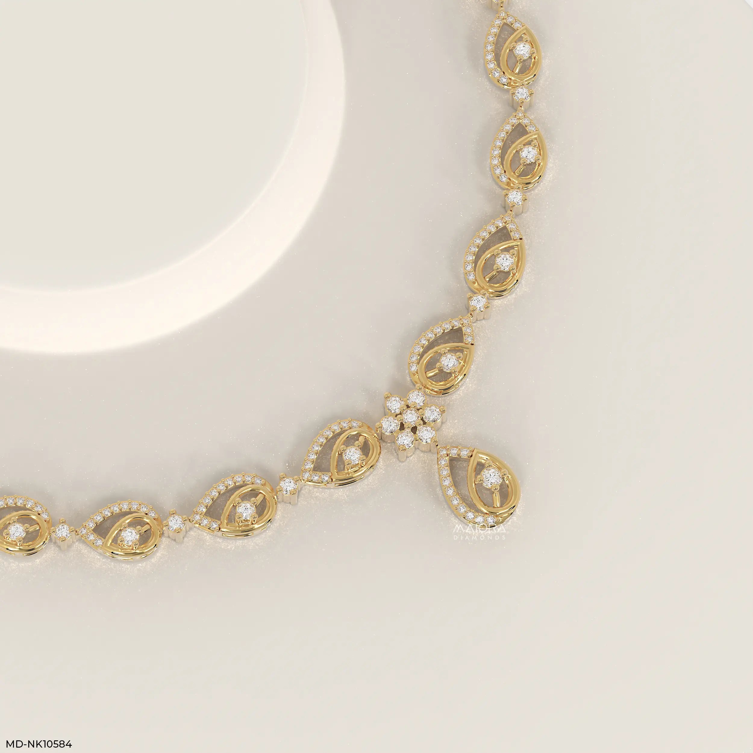 Nexus Pear Diamond Necklace 9K Yellow Gold