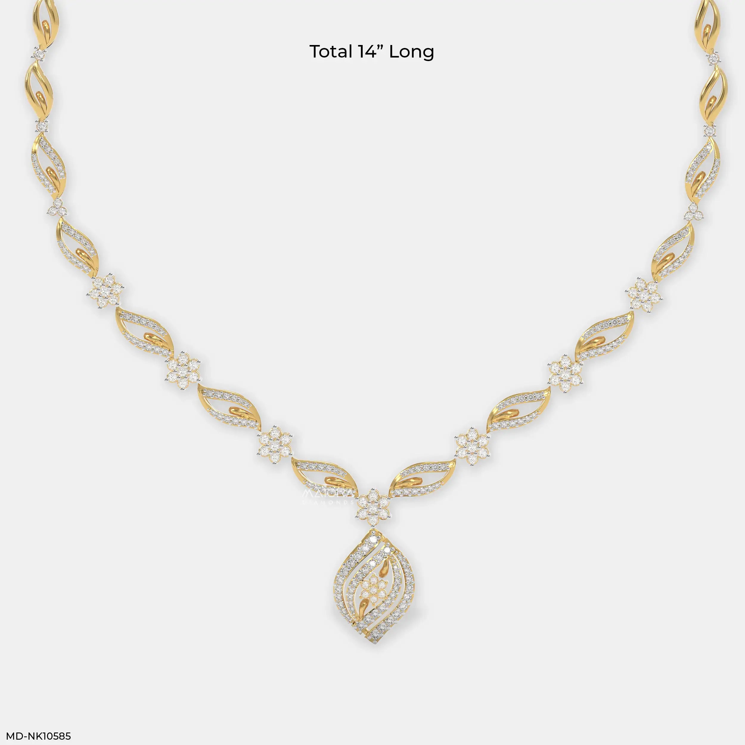 Ethereal Leafy Diamond Necklace 9K Yellow Gold