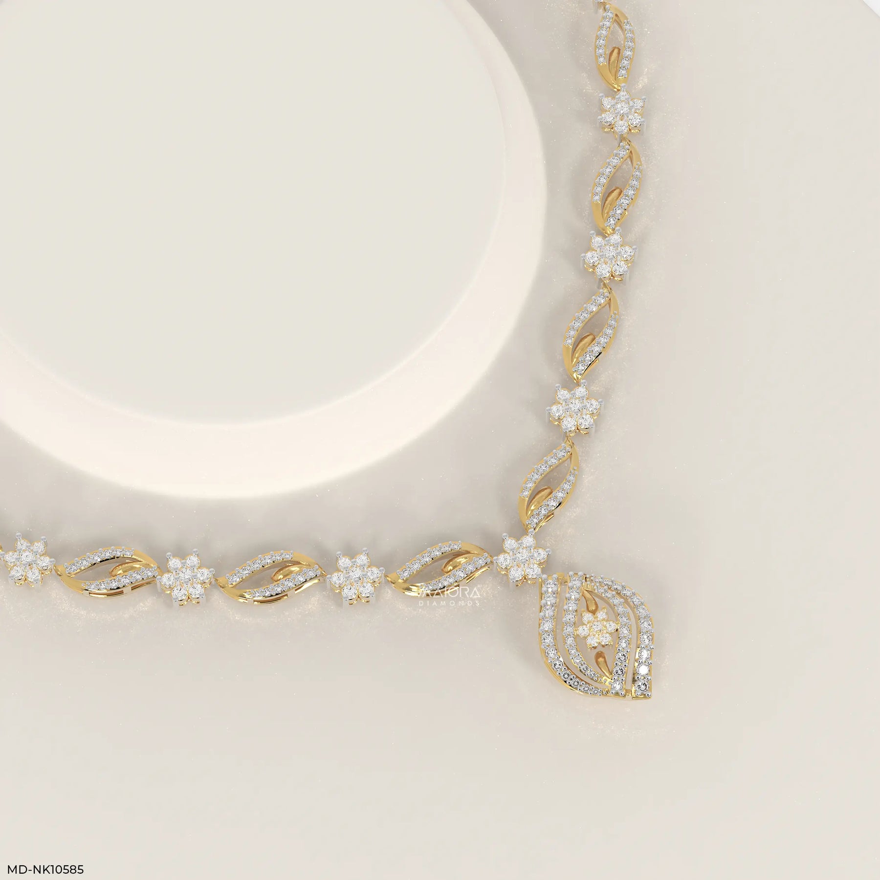 Ethereal Leafy Diamond Necklace 9K White Gold