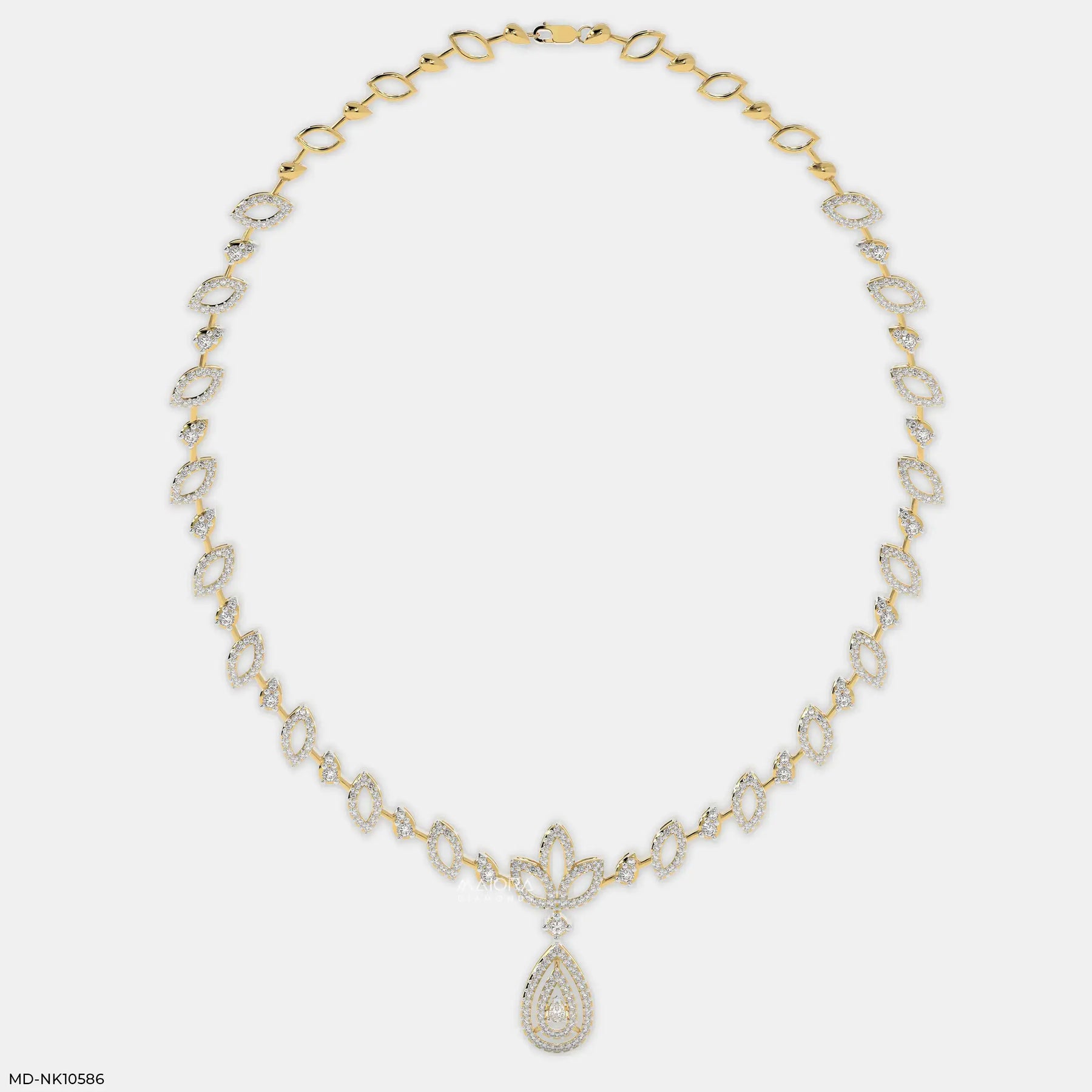 Delicate Drop Diamond Necklace 9K Yellow Gold