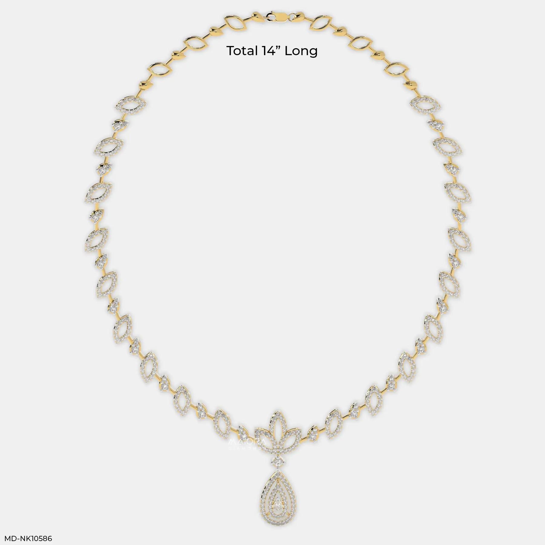 Delicate Drop Diamond Necklace 9K Yellow Gold