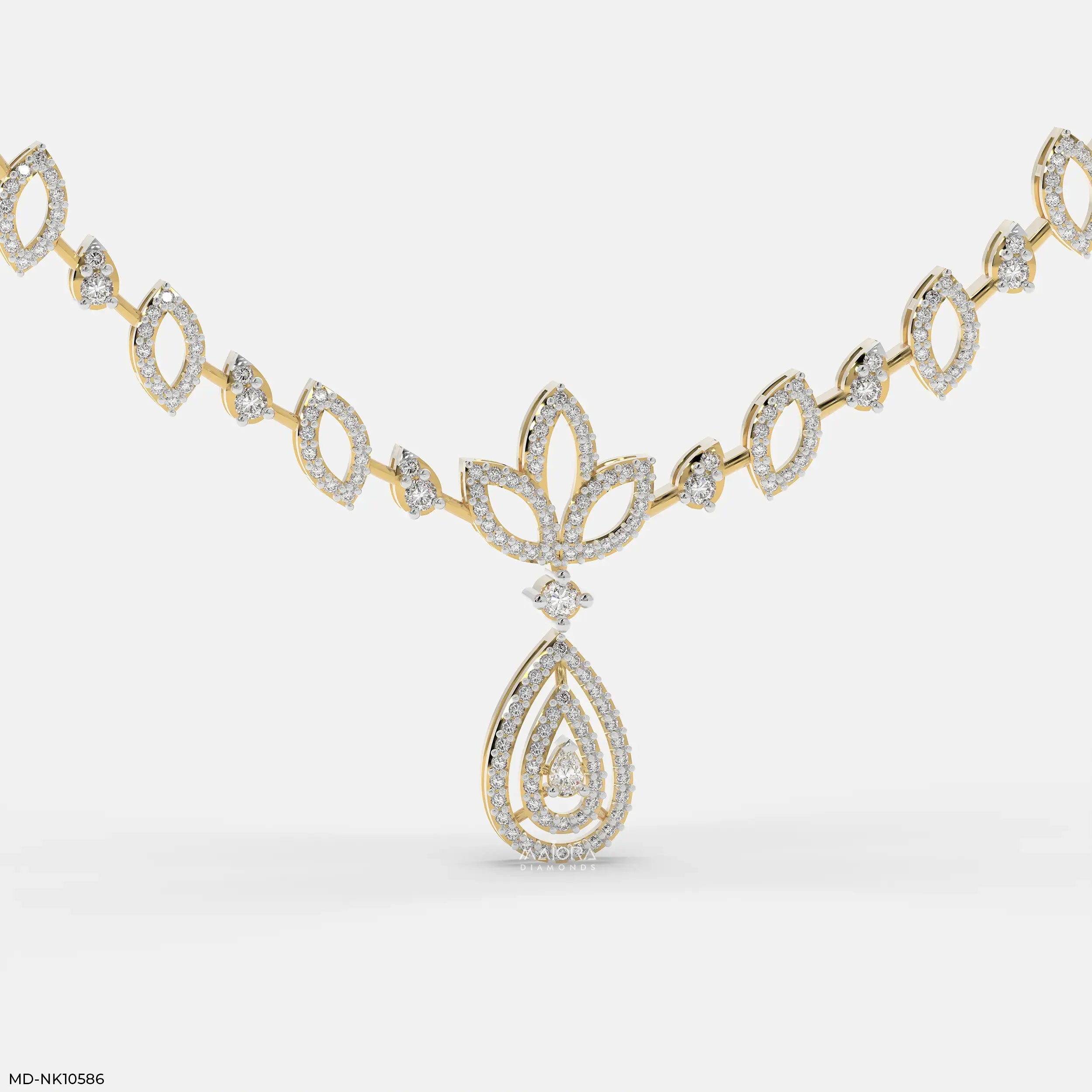 Delicate Drop Diamond Necklace 9K Yellow Gold