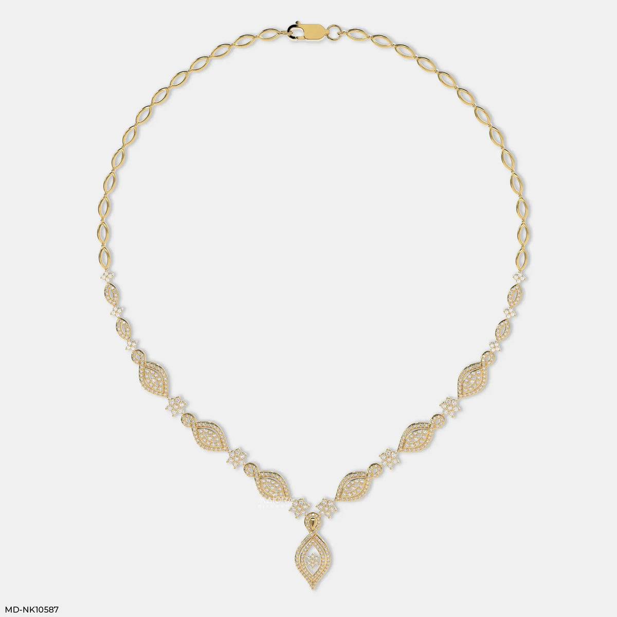 Petal Glam Cluster Diamond Necklace